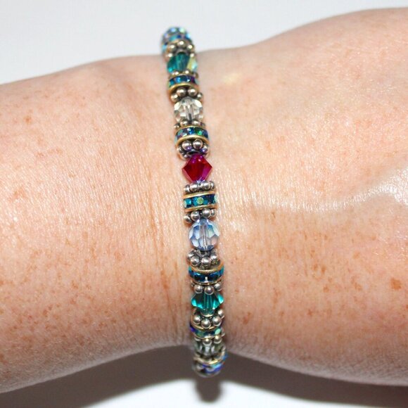 Handmade Sterling Silver Crystal Bead Bracelet - Picture 4 of 5